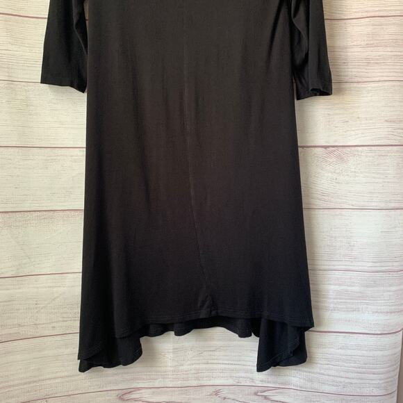 Living Doll Black Dress with Criss Cross Front V Neck Elbow Length Sleeves XL - Picture 7 of 11